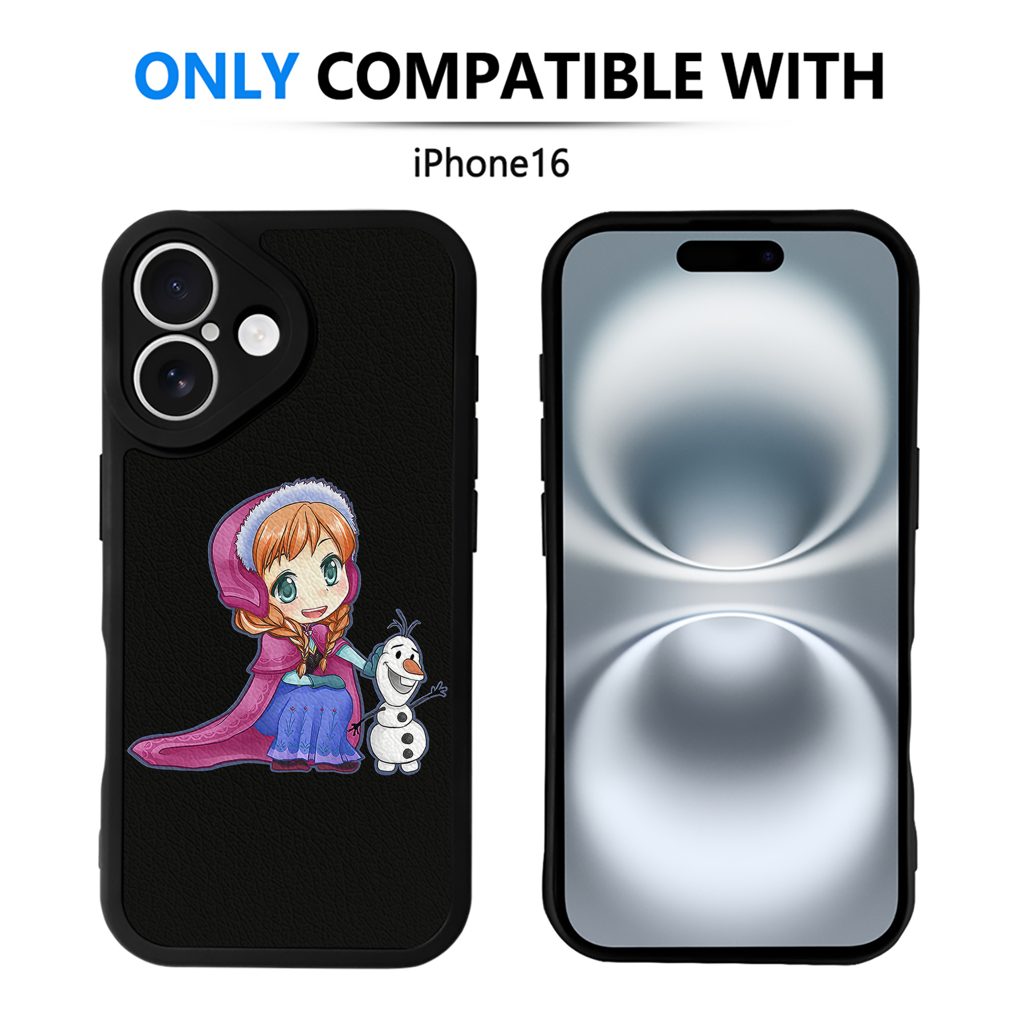 （画像用） アナと雪の女王 アンナ エルサ Frozen Anna Elsa 【iPhone 16シリーズ対応】シリコンスマホケース（レザー調） 材質：シリコン